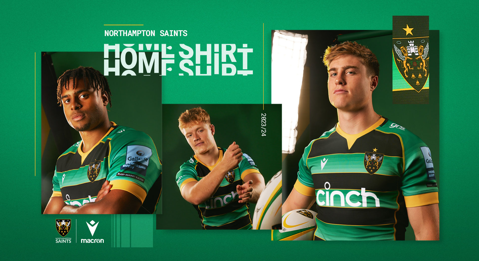 Traditional colours and a shading effect on Northampton Saints’ new shirts